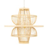 GloboStar® BALI 00861 Boho Κρεμαστό Φωτιστικό Οροφής Μονόφωτο 1 x E27 Μπεζ Ξύλινο Μπαμπού Φ45 x Y42.5cm