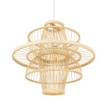 GloboStar® BALI 00861 Boho Κρεμαστό Φωτιστικό Οροφής Μονόφωτο 1 x E27 Μπεζ Ξύλινο Μπαμπού Φ45 x Y42.5cm