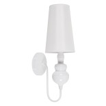 GloboStar® LAURA 01499 Μοντέρνο Επιτοίχιο Φωτιστικό Απλίκα Μονόφωτο 1 x E27 IP20 Λευκό Μέταλλο με Λευκό Ύφασμα - Μ21 x Π15 x Y48cm
