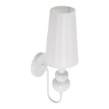 GloboStar® LAURA 01499 Μοντέρνο Επιτοίχιο Φωτιστικό Απλίκα Μονόφωτο 1 x E27 IP20 Λευκό Μέταλλο με Λευκό Ύφασμα - Μ21 x Π15 x Y48cm