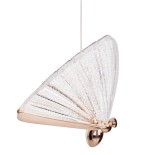 GLOBOSTAR® BUTTERFLY 01650 Μοντέρνο Κρεμαστό Φωτιστικό Οροφής LED 10W 800lm 360° AC 220-240V IP20 Θερμό Λευκό 2700K - Lumileds SMD Chip - Ροζ Χρυσό & Διάφανο - Μ20 x Π17 x Y24cm - 2 Χρόνια Εγγύηση