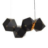 GloboStar® WELLES Replica 00796 Μοντέρνο Κρεμαστό Φωτιστικό Ράγα Πολύφωτο 4 x E14 IP20 Μαύρο & Χρυσό Μέταλλο - Μ68 x Π32 x Υ30cm