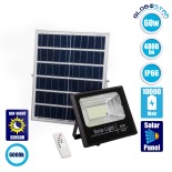 GloboStar® HERMES 71556 Αυτόνομος Ηλιακός Προβολέας LED SMD 60W 4800lm με Ενσωματωμένη Μπαταρία 10000mAh - Φωτοβολταϊκό Πάνελ με Αισθητήρα Ημέρας-Νύχτας και Ασύρματο Χειριστήριο RF 2.4Ghz Αδιάβροχος IP66 Ψυχρό Λευκό 6000K - 3 Χρόνια Εγγύηση