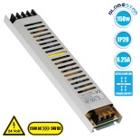 GloboStar® 73016 Μεταλλικό Τροφοδοτικό PELV Ultra Slim για Προϊόντα LED 150W 6.25A - AC 220-240V σε DC 24V - IP20 Μ25.2 x Π5.4 x Υ2.1cm - 3 Years Warranty