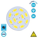 GloboStar® 76102 Λάμπα G4 Back Pin LED 12 SMD 5630 4.5W 8V-32V 450lm 120° Ψυχρό Λευκό 6000K Dimmable