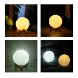 GloboStar® MOON 79605 Επιτραπέζιο Ανάγλυφο Διακοσμητικό Φωτιστικό Φ15cm 3D MOON LIGHT LED 3.7W DC 5V με Ενσωματωμένη Μπαταρία 500mAh Li-ion Επαναφορτιζόμενο - Καλώδιο Τροφοδοσίας USB και Διακόπτη Αφής CCT Θερμό Λευκό 3000K - Ψυχρό Λευκό 6000K Dimmable