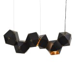 GloboStar® WELLES Replica 00797 Μοντέρνο Κρεμαστό Φωτιστικό Ράγα Πολύφωτο 6 x E14 IP20 Μαύρο & Χρυσό Μέταλλο - Μ98 x Π32 x Υ30cm