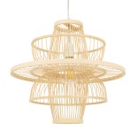 GloboStar® BALI 00861 Boho Κρεμαστό Φωτιστικό Οροφής Μονόφωτο 1 x E27 Μπεζ Ξύλινο Μπαμπού Φ45 x Y42.5cm