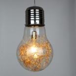 GLOBOSTAR® LAMP 00808 Μοντέρνο Κρεμαστό Φωτιστικό Οροφής με Ντουί 1 x E27 AC 220-240V IP20 - Διάφανο, Χρυσό & Ασημί - Μ30 x Π30 x Υ52cm
