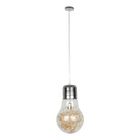 GLOBOSTAR® LAMP 00808 Μοντέρνο Κρεμαστό Φωτιστικό Οροφής με Ντουί 1 x E27 AC 220-240V IP20 - Διάφανο, Χρυσό & Ασημί - Μ30 x Π30 x Υ52cm