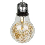 GLOBOSTAR® LAMP 00808 Μοντέρνο Κρεμαστό Φωτιστικό Οροφής με Ντουί 1 x E27 AC 220-240V IP20 - Διάφανο, Χρυσό & Ασημί - Μ30 x Π30 x Υ52cm