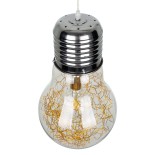 GLOBOSTAR® LAMP 00808 Μοντέρνο Κρεμαστό Φωτιστικό Οροφής με Ντουί 1 x E27 AC 220-240V IP20 - Διάφανο, Χρυσό & Ασημί - Μ30 x Π30 x Υ52cm