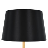 GloboStar® CEDAR 00827 Μοντέρνο Φωτιστικό Δαπέδου Μονόφωτο 1 x E27 Μαύρο Μεταλλικό Καμπάνα με Μαύρο Ύφασμα & Εφέ Ξύλου D40 x H148cm