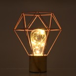 GloboStar® ANTLER 01442 Επιτραπέζιο Φωτιστικό Πορτατίφ LED 2.2W 154lm 360° DC 5V IP20 Θερμό Λευκό 3000K Ροζ Μέταλλο με Μπεζ Ξύλο - Μ19 x Π19 x Υ23cm - 2 Xρόνια Εγγύηση