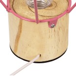 GloboStar® ANTLER 01442 Επιτραπέζιο Φωτιστικό Πορτατίφ LED 2.2W 154lm 360° DC 5V IP20 Θερμό Λευκό 3000K Ροζ Μέταλλο με Μπεζ Ξύλο - Μ19 x Π19 x Υ23cm - 2 Xρόνια Εγγύηση