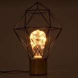 GloboStar® ANTLER 01443 Επιτραπέζιο Φωτιστικό Πορτατίφ LED 2.2W 154lm 360° DC 5V IP20 Θερμό Λευκό 3000K Μαύρο Μέταλλο με Μπεζ Ξύλο - Μ19 x Π19 x Υ29cm - 2 Xρόνια Εγγύηση
