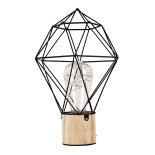 GloboStar® ANTLER 01443 Επιτραπέζιο Φωτιστικό Πορτατίφ LED 2.2W 154lm 360° DC 5V IP20 Θερμό Λευκό 3000K Μαύρο Μέταλλο με Μπεζ Ξύλο - Μ19 x Π19 x Υ29cm - 2 Xρόνια Εγγύηση