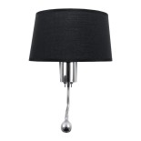 GLOBOSTAR® ELEGANT 01492 Μοντέρνο Φωτιστικό Τοίχου - Απλίκα Ξενοδοχείου Reading Light με Ντουί 1 x E27 LED 3W 360lm 36° AC 220-240V IP20 Θερμό Λευκό 2700K - Bridgelux COB Chip - Χρώμιο & Μαύρο - Μ26 x Π16.5 x Υ33cm - 2 Χρόνια Εγγύηση
