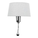 GLOBOSTAR® ELEGANT 01493 Μοντέρνο Φωτιστικό Τοίχου - Απλίκα Ξενοδοχείου Reading Light με Ντουί 1 x E27 LED 3W 360lm 36° AC 220-240V IP20 Θερμό Λευκό 2700K - Bridgelux COB Chip - Ασημί & Λευκό - Μ26 x Π16.5 x Υ33cm - 2 Χρόνια Εγγύηση
