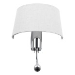 GLOBOSTAR® ELEGANT 01493 Μοντέρνο Φωτιστικό Τοίχου - Απλίκα Ξενοδοχείου Reading Light με Ντουί 1 x E27 LED 3W 360lm 36° AC 220-240V IP20 Θερμό Λευκό 2700K - Bridgelux COB Chip - Ασημί & Λευκό - Μ26 x Π16.5 x Υ33cm - 2 Χρόνια Εγγύηση