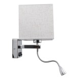 GLOBOSTAR® ELEGANT 01495 Μοντέρνο Φωτιστικό Τοίχου - Απλίκα Ξενοδοχείου Reading Light με Ντουί 1 x E27 LED 3W 360lm 36° AC 220-240V IP20 Θερμό Λευκό 2700K - Bridgelux COB Chip - Χρώμιο & Λευκό - Μ17 x Π21 x Υ43cm - 2 Χρόνια Εγγύηση