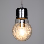 GloboStar® LAMP 01676 Μοντέρνο Κρεμαστό Φωτιστικό Φιγούρα Μονόφωτο 1 x E27 IP20 Ασημί Μέταλλο με Διάφανο Γυαλί - Μ15 x Π15 x Υ27cm