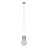 GloboStar® LAMP 01676 Μοντέρνο Κρεμαστό Φωτιστικό Φιγούρα Μονόφωτο 1 x E27 IP20 Ασημί Μέταλλο με Διάφανο Γυαλί - Μ15 x Π15 x Υ27cm