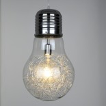 GLOBOSTAR® LAMP 01677 Μοντέρνο Κρεμαστό Φωτιστικό Οροφής με Ντουί 1 x E27 AC 220-240V IP20 - Ασημί & Διάφανο - Μ30 x Π30 x Υ52cm
