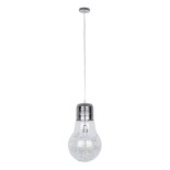 GLOBOSTAR® LAMP 01677 Μοντέρνο Κρεμαστό Φωτιστικό Οροφής με Ντουί 1 x E27 AC 220-240V IP20 - Ασημί & Διάφανο - Μ30 x Π30 x Υ52cm