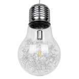GLOBOSTAR® LAMP 01677 Μοντέρνο Κρεμαστό Φωτιστικό Οροφής με Ντουί 1 x E27 AC 220-240V IP20 - Ασημί & Διάφανο - Μ30 x Π30 x Υ52cm