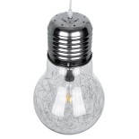 GLOBOSTAR® LAMP 01677 Μοντέρνο Κρεμαστό Φωτιστικό Οροφής με Ντουί 1 x E27 AC 220-240V IP20 - Ασημί & Διάφανο - Μ30 x Π30 x Υ52cm