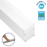 GloboStar® SURFACEPENDANT-PROFILE 70827-3M Προφίλ Αλουμινίου - Βάση & Ψύκτρα Ταινίας LED με Λευκό Γαλακτερό Κάλυμμα - Επιφανειακή & Κρεμαστή Χρήση - Πατητό Κάλυμμα - Λευκό - 3 Μέτρα - Μ300 x Π5 x Υ7cm