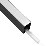 GLOBOSTAR® ALP-LINEAR VERTEX 70828-3M Επιφανειακό Προφίλ Αλουμινίου με Λευκό Γαλακτερό Πατητό Κάλυμμα για Ταινίες LED IP20 - Μαύρο & Λευκό - Μ300 x Π5 x Υ7cm 