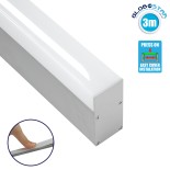 GloboStar® SURFACEPENDANT-PROFILE 70830-3M Προφίλ Αλουμινίου - Βάση & Ψύκτρα Ταινίας LED με Λευκό Γαλακτερό Κάλυμμα - Επιφανειακή & Κρεμαστή Χρήση - Πατητό Κάλυμμα - Ασημί - 3 Μέτρα - Μ300 x Π3.5 x Υ7.4cm