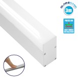 GloboStar® SURFACEPENDANT-PROFILE 70831-3M Προφίλ Αλουμινίου - Βάση & Ψύκτρα Ταινίας LED με Λευκό Γαλακτερό Κάλυμμα - Επιφανειακή & Κρεμαστή Χρήση - Πατητό Κάλυμμα - Λευκό - 3 Μέτρα - Μ300 x Π3.5 x Υ7.4cm
