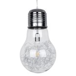 GLOBOSTAR® LAMP 01677 Μοντέρνο Κρεμαστό Φωτιστικό Οροφής με Ντουί 1 x E27 AC 220-240V IP20 - Ασημί & Διάφανο - Μ30 x Π30 x Υ52cm