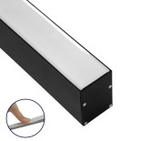 GLOBOSTAR® ALP-LINEAR VERTEX 70828-3M Επιφανειακό Προφίλ Αλουμινίου με Λευκό Γαλακτερό Πατητό Κάλυμμα για Ταινίες LED IP20 - Μαύρο & Λευκό - Μ300 x Π5 x Υ7cm 