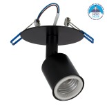GloboStar® SARA 00849 Μοντέρνο Χωνευτό Φωτιστικό Οροφής / Τοίχου Μονόφωτο 1xE27 Μεταλλικό Μαύρο Φ8 x Υ8.5cm