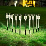 GloboStar® 71521-10 ΣΕΤ 10 Τεμαχίων Αυτόνομα Ηλιακά Φωτιστικά LED SMD 1W 100lm με Ενσωματωμένη Μπαταρία 600mAh - Φωτοβολταϊκό Πάνελ με Αισθητήρα Ημέρας-Νύχτας Αδιάβροχο IP65 Φανάρι Κήπου Στρογγυλό Θερμό Λευκό 3000K