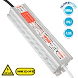 GloboStar® 73062 Μεταλλικό Τροφοδοτικό SELV για Προϊόντα LED 100W 4.3A - AC 220-240V σε DC 24V - Αδιάβροχο IP67 Μ23.5 x Π6 x Υ4cm - 3 Years Warranty