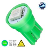GloboStar® 81046 Λάμπα Αυτοκινήτου LED T10 W5W 1xSMD5050 0.28W 18lm 120° DC 12-16V IP20 Φ1.1 x Υ1.7cm Πράσινο