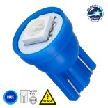 GLOBOSTAR® W5W-T10 81047 Λάμπα W5W T10 LED 0.12W 12lm 120° DC 12V IP20 Μπλε - 1 x Epistar SMD5050 Chip - Μ1.1 x Π1.1 x Υ1.7cm - 1 Χρόνο Εγγύηση