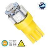 GloboStar® 81054 Λάμπα Αυτοκινήτου T10 W5W LED 5 SMD 5050 2W 240lm 360° DC 12V IP20 Πορτοκαλί
