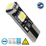 GloboStar® 81088 Λάμπα Αυτοκίνητου T10 W5W 2rd Generation Can-Bus Series LED 3 SMD 5050 2W 300lm 360° DC 12V IP20 Ψυχρό Λευκό 6000K