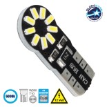 GloboStar® T10 W5W 81100 Λάμπα Αυτοκίνητου  3rd Generation Can-Bus Series LED 18 SMD 3014 1.8W 216lm 360° DC 12V IP20 Ψυχρό Λευκό 6000K