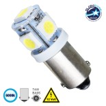 GloboStar® T4W BA9S 81284 Λάμπα Αυτοκίνητου LED 5 SMD 5050 2W 300lm 360° DC 12V IP20 Ψυχρό Λευκό 6000K