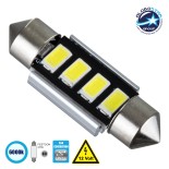 GloboStar® C5W 81312 Λάμπα Αυτοκίνητου 36mm FESTOON  2nd Generation Can-Bus Series LED 4 SMD 5630 2.7W 160lm 120° DC 12V IP20 Ψυχρό Λευκό 6000K