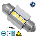 GloboStar® 81337 Λάμπα Αυτοκινήτου 31mm FESTOON - C5W 3rd Generation Can-Bus Extreme Series LED 4 SMD 3030 4W 600lm 120° DC 12V IP20 Ψυχρό Λευκό 6000K