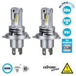 GloboStar® 81665 H4 Extreme Line KIT Βασικού Φωτισμού Αυτοκινήτου & Μοτοσυκλέτας 3rd Generation Can-Bus Extreme Series LED CREE CXB COB 60W 6400lm DC 9-32V Αδιάβροχο IP67 Ψυχρό Λευκό 6000K