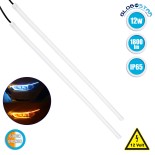 GloboStar® 81724 Σετ 2 ΕΛΑΣΤΙΚΑ - FLEXIBLE DRL + FLASH TURN LIGHT LED CREE COB 45cm 12W 1800lm 360° DC 12V Αδιάβροχα IP65 Πορτοκαλί - Ψυχρό Λευκό 6000K